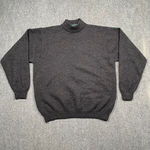 7 Collection Men's Dark Heathered Mock Neck Sweater 100% Merino Wool Size L